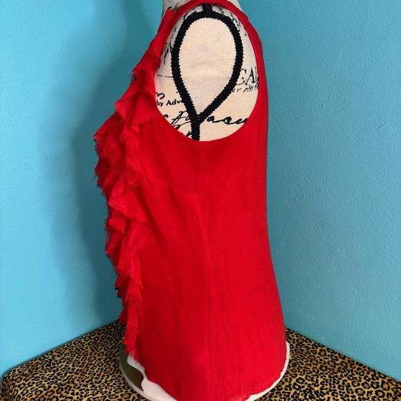 Michael Kors Red Ruffle Tank Top - Picture 4 of 4